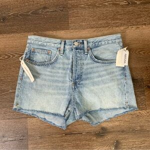 Aritzia denim forum blue cotton the yoko jean shorts button fly 29 NWT
